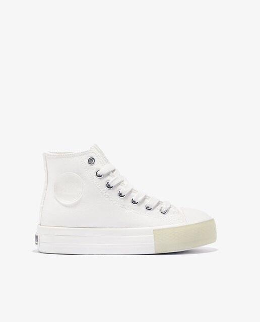 Imagen 0 de Zapatillas de lona de mujer altas en blanco con cordones