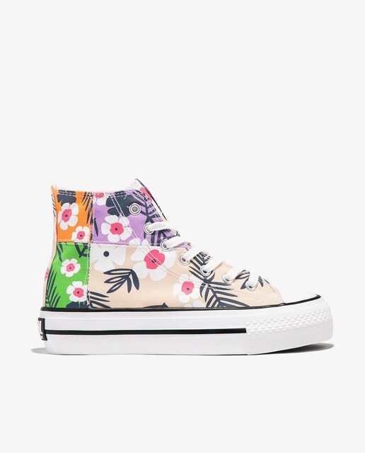 Imagen 0 de Zapatillas de lona de mujer altas multicolor con cordones