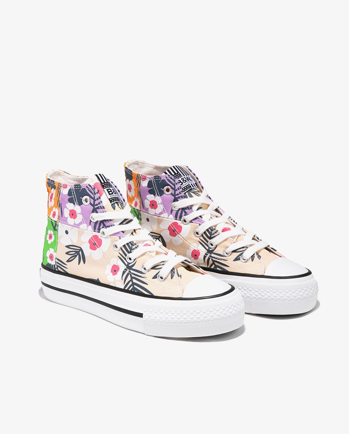 Zapatillas de lona de mujer altas multicolor con cordones - Break and Walk - Estampado Estampado-2