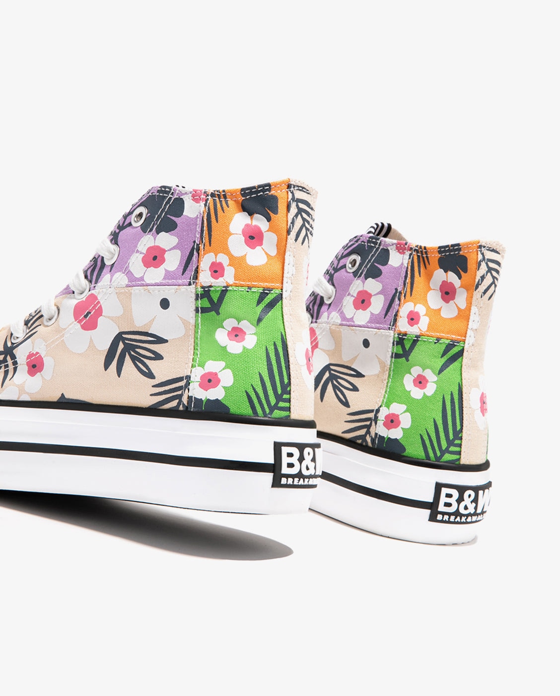 Zapatillas de lona de mujer altas multicolor con cordones - Break and Walk - Estampado Estampado-3
