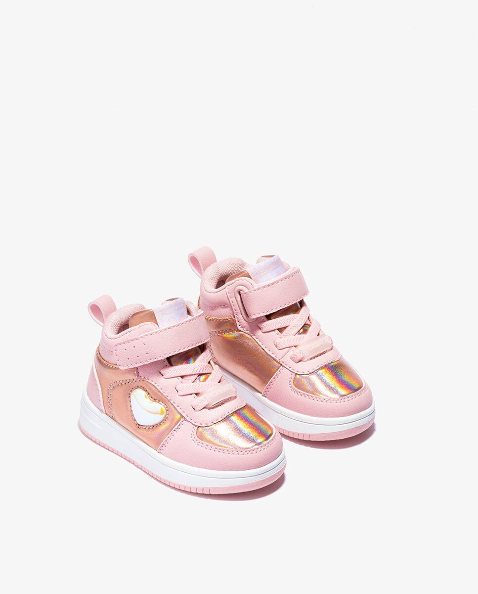 Zapatillas Altas Para Bebé Conguitos – Diseño Con Corazones Rosa, Talla 22, Puntera Ancha Y Cierre Autoadherente