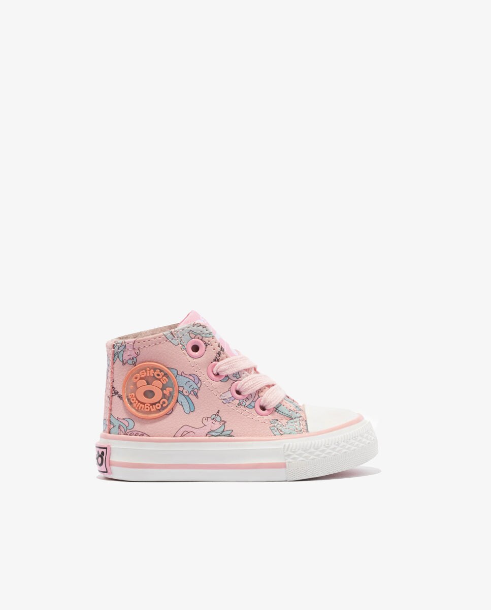 Zapatillas altas de beb s de napa con estampado de unicornios