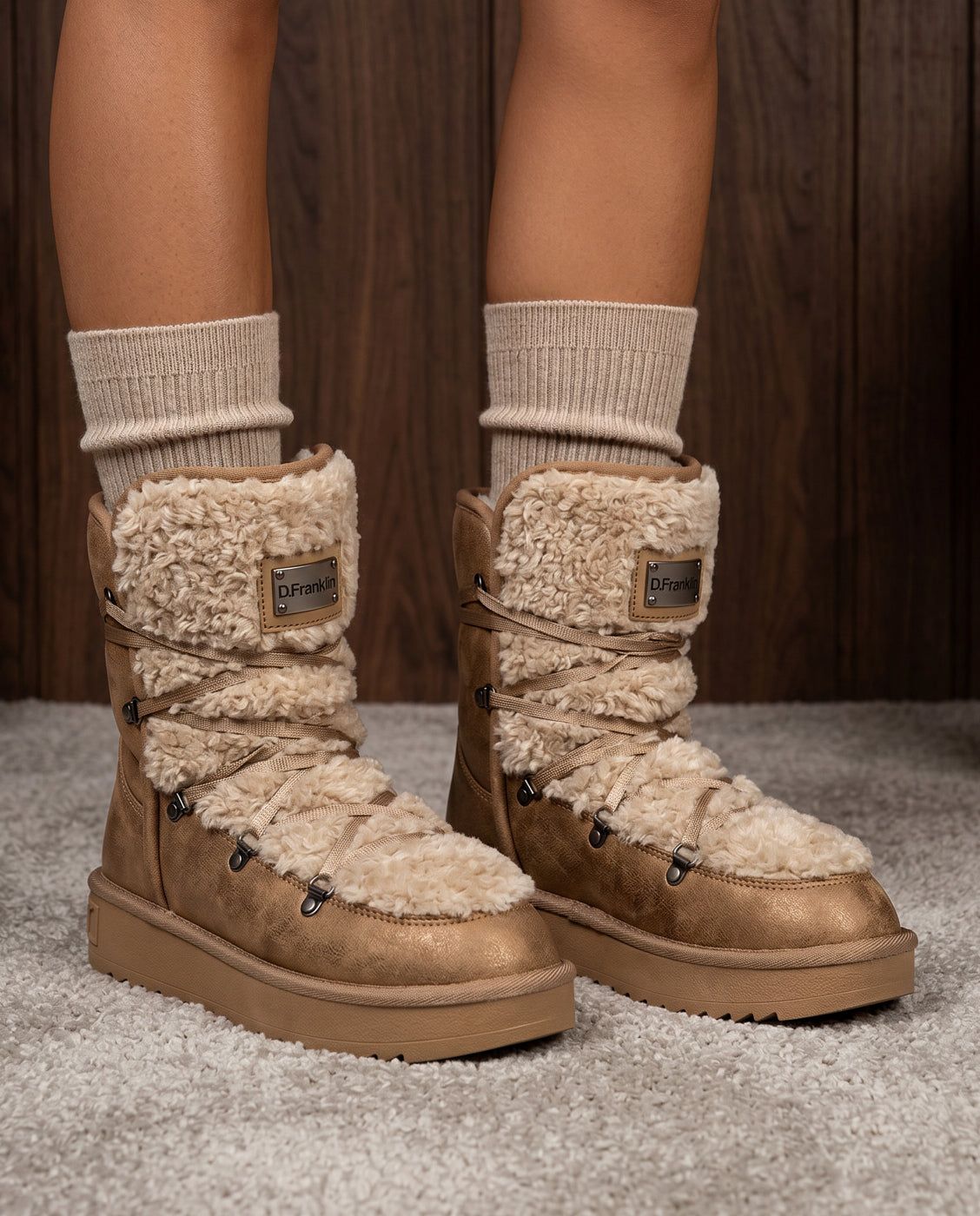 Botas de pelo de mujer estilo australianas nordic fur - D.Franklin - Beige Beige-2