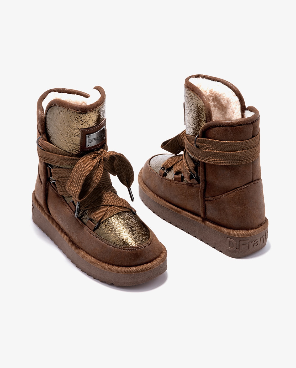 Imagen 4 de Botas de pelo de mujer estilo australianas con forro interior nordic shiny - Gris Marrón