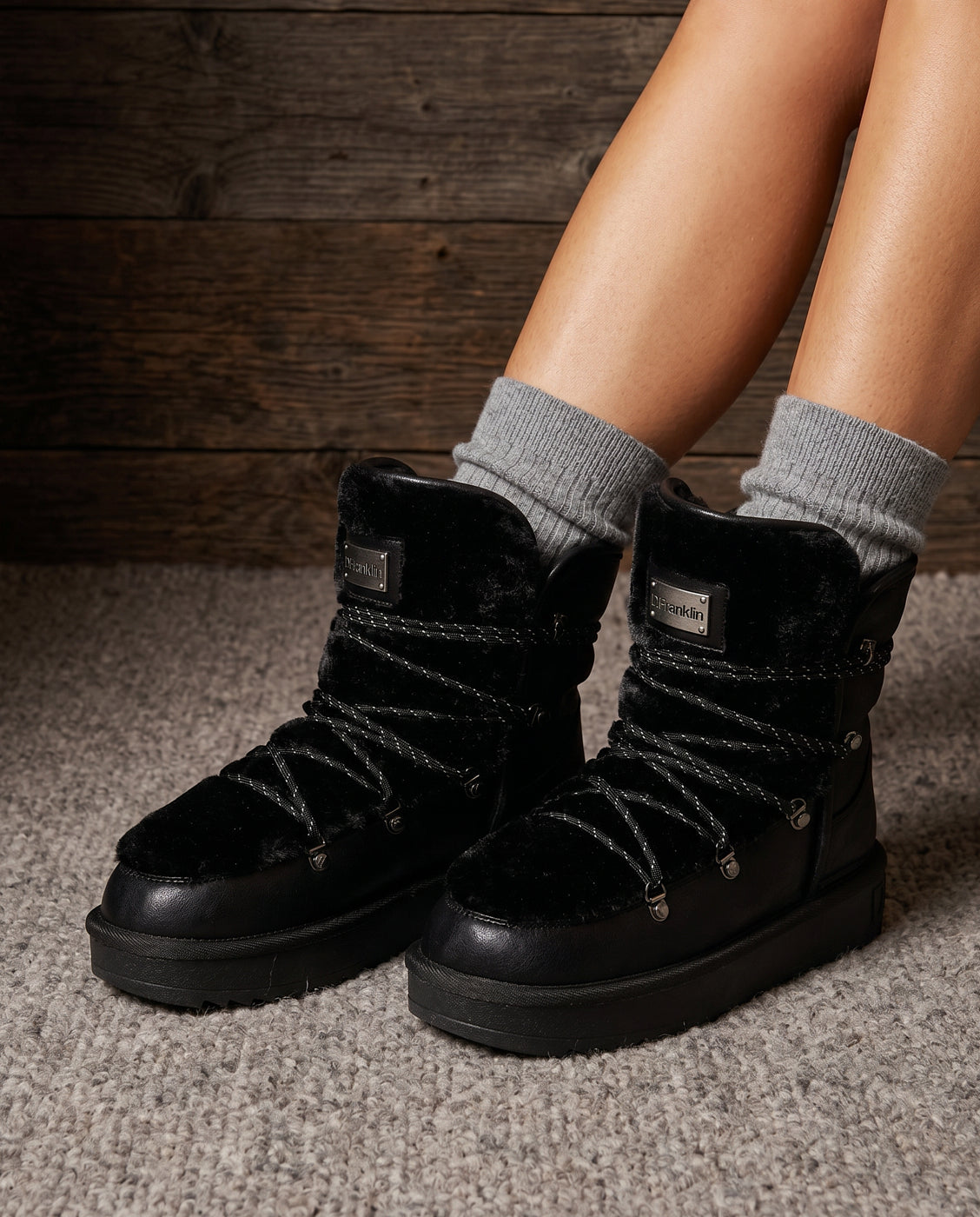 Botas australianas de mujer con forro de pelo Nordic trk fur - D.Franklin - Negro Negro-2