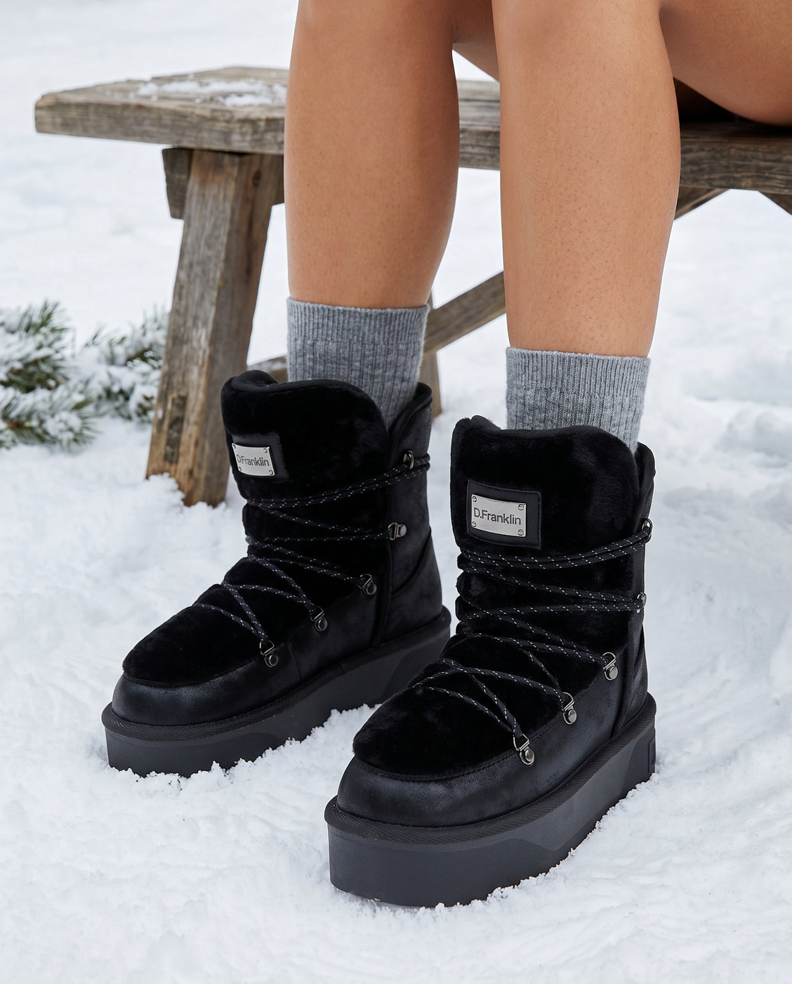 Botas de pelo de mujer estilo australianas nordic v.2 trk - D.Franklin - Negro Negro-2
