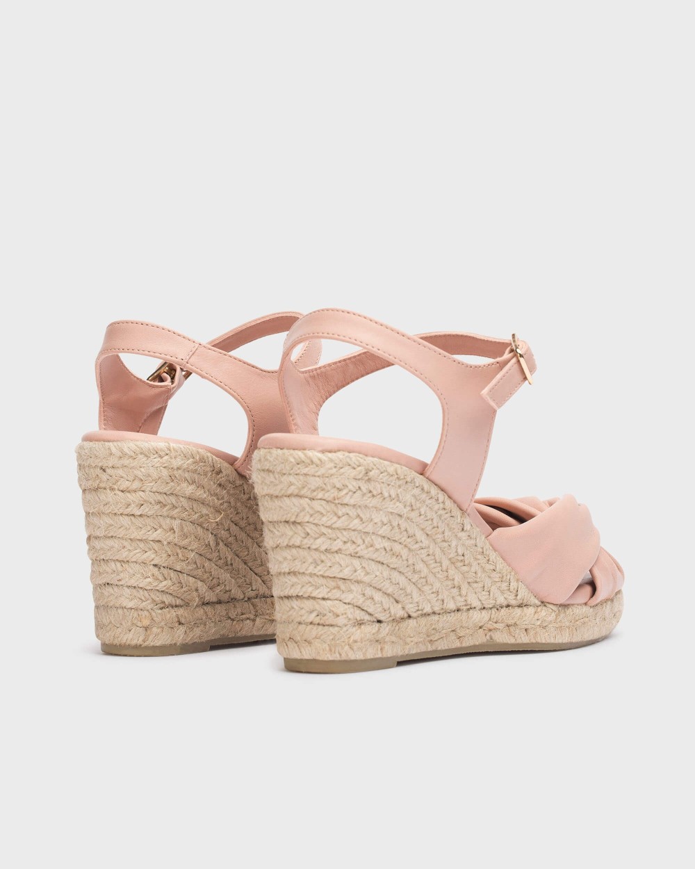 Alpargatas de cuñas de mujer de piel con hebilla - Wonders - Beige Beige-3