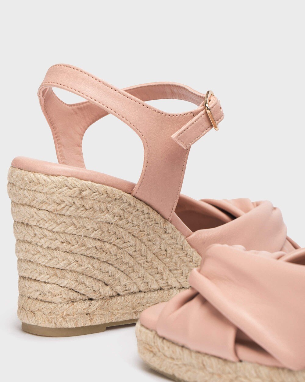 Alpargatas de cuñas de mujer de piel con hebilla - Wonders - Beige Beige-2