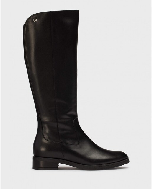 Imagen 0 de Botas planas de mujer en piel negra