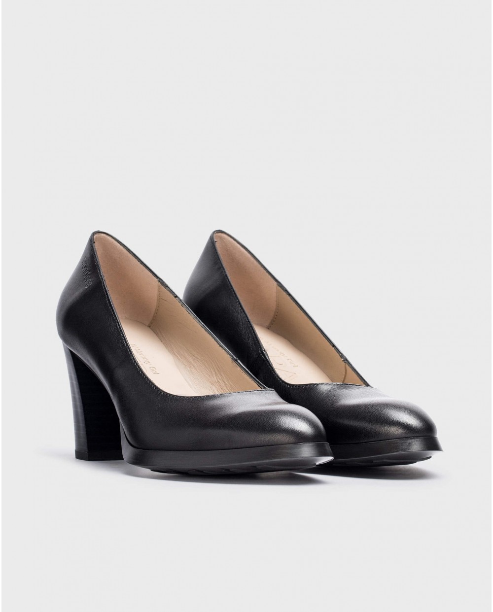 Imagen 2 de Zapatos de salón de mujer de piel con escote redondo - Wonders - Negro Negro