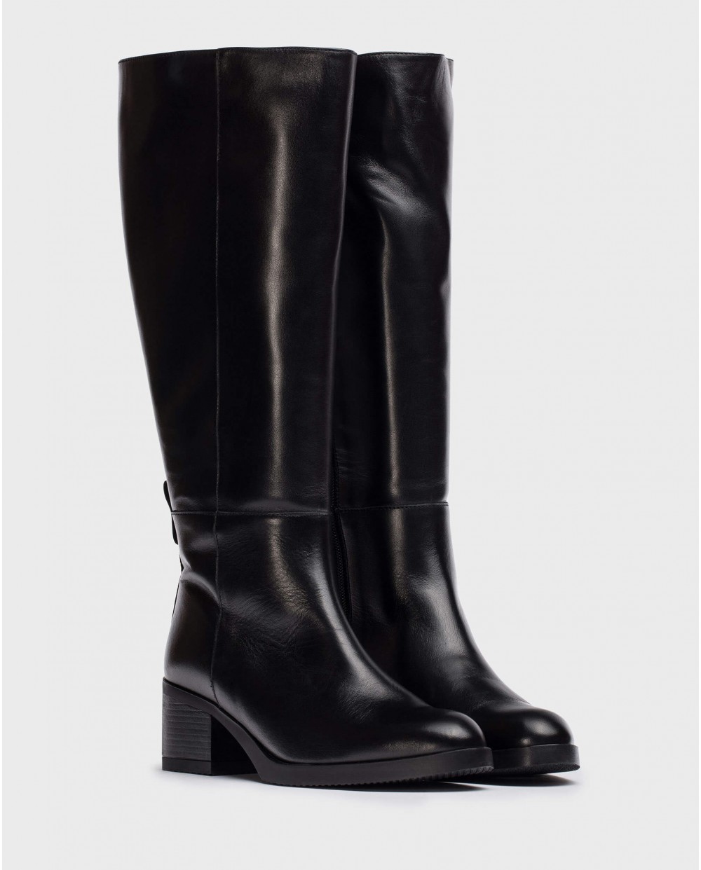 Botas de mujer de piel con ancho especial - Wonders - Negro Negro-2