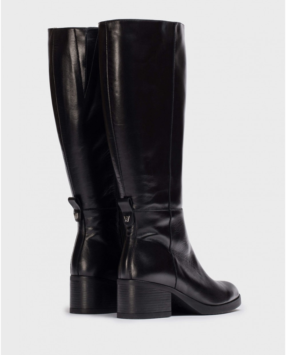 Botas de mujer de piel con ancho especial - Wonders - Negro Negro-3