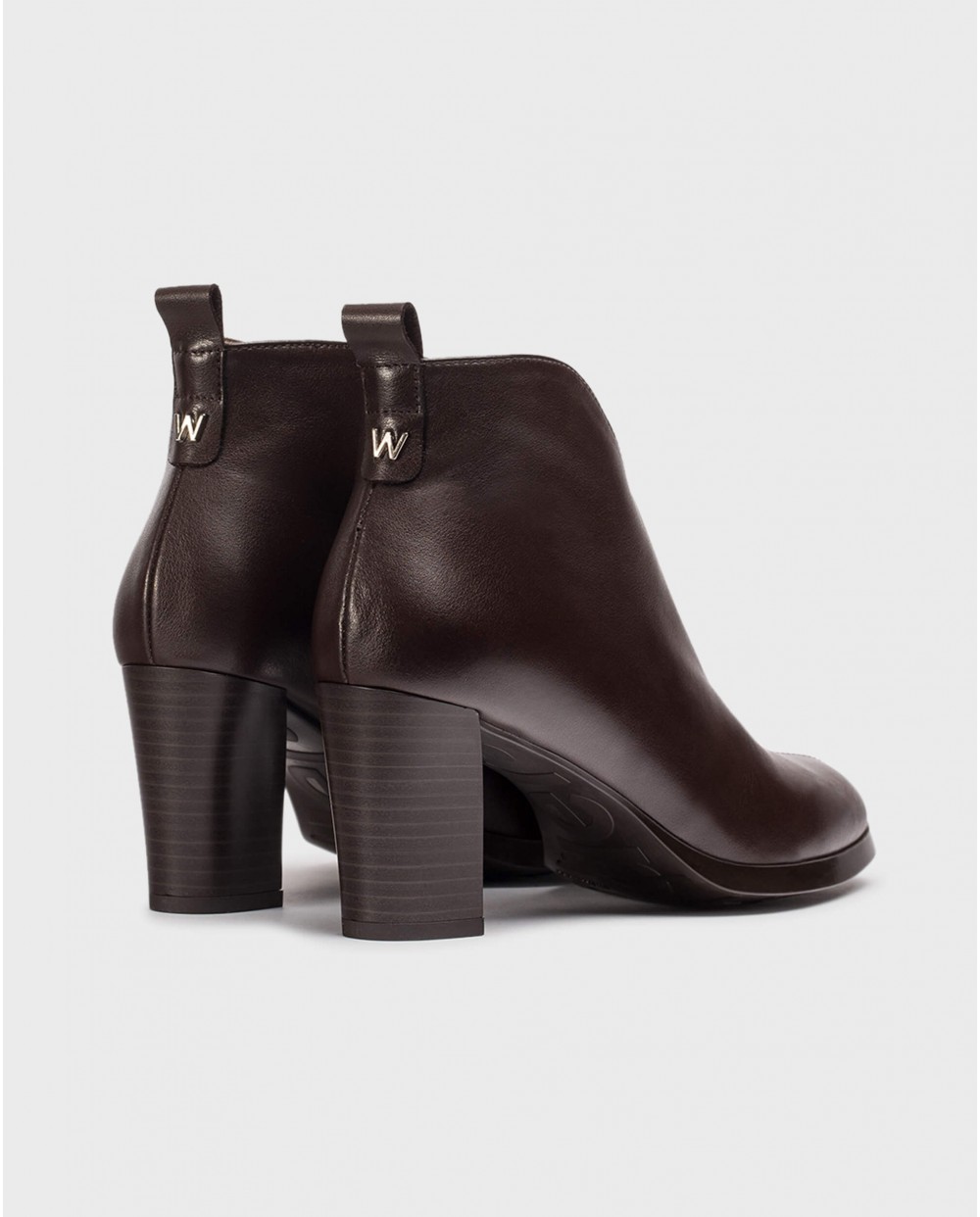 Botines de mujer con escote en V en piel marrón - Wonders - Marrón oscuro Marrón oscuro-2