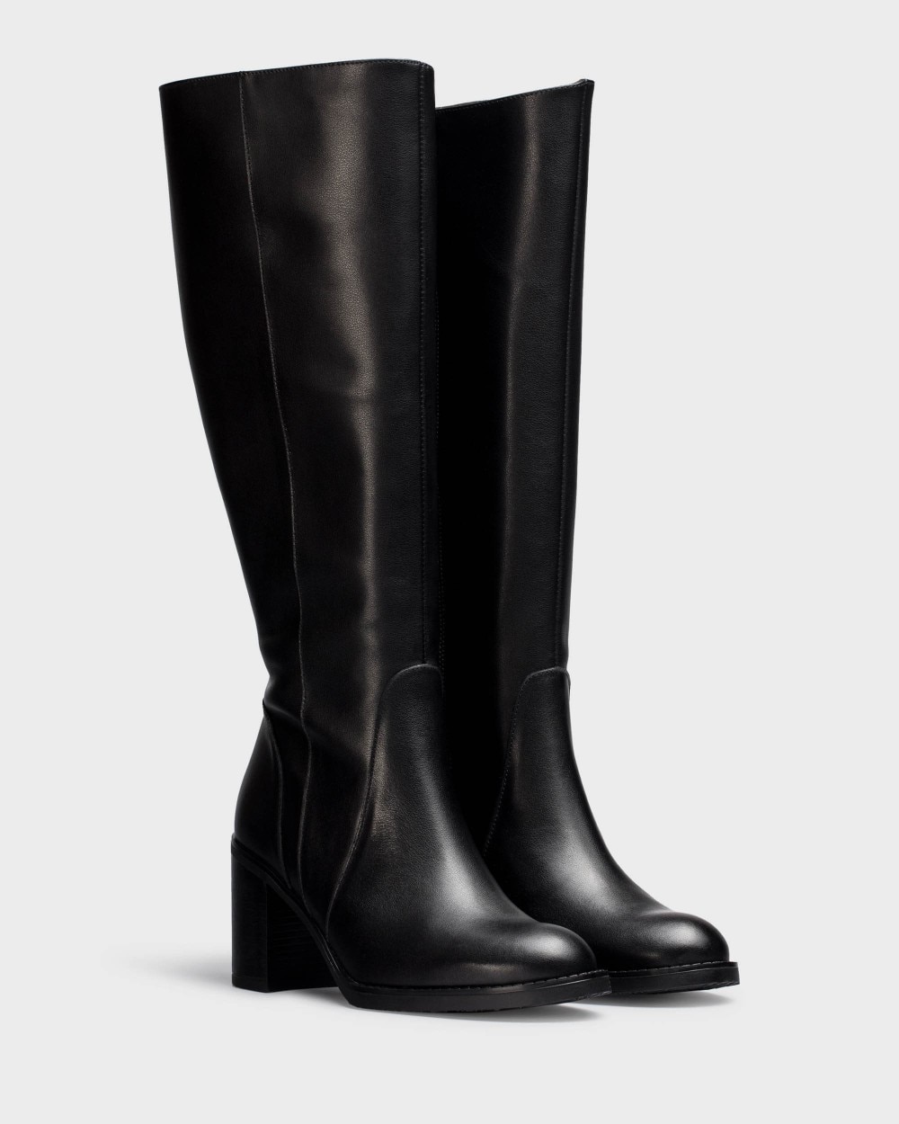 Botas de mujer en piel xl remache 06 wonders - Negro Negro-2