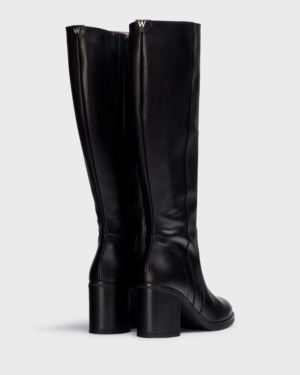 Botas de mujer en piel xl remache 06 wonders - Negro Negro-3