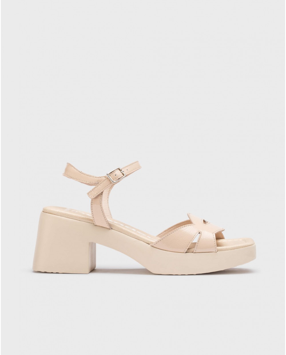 Wonders - Sandalias de tacón de mujer de piel vacuna con cierre de hebilla.