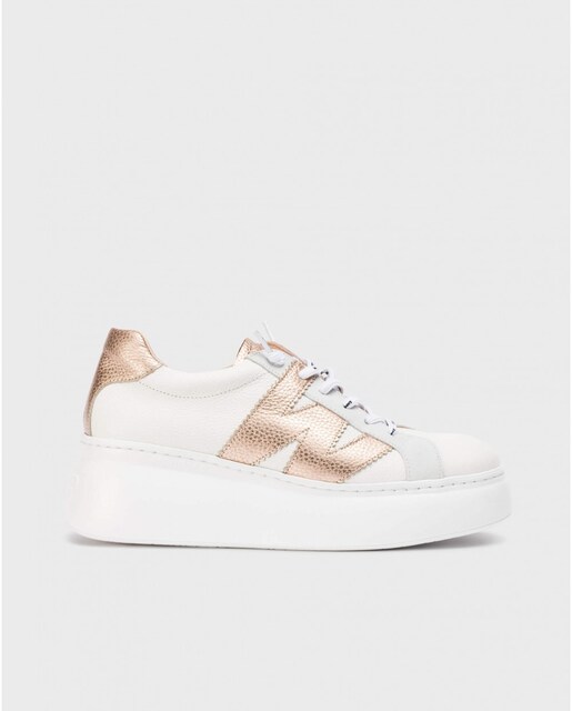 Imagen 0 de Zapatillas deportivas de mujer de piel vacuna con cordones elásticos
