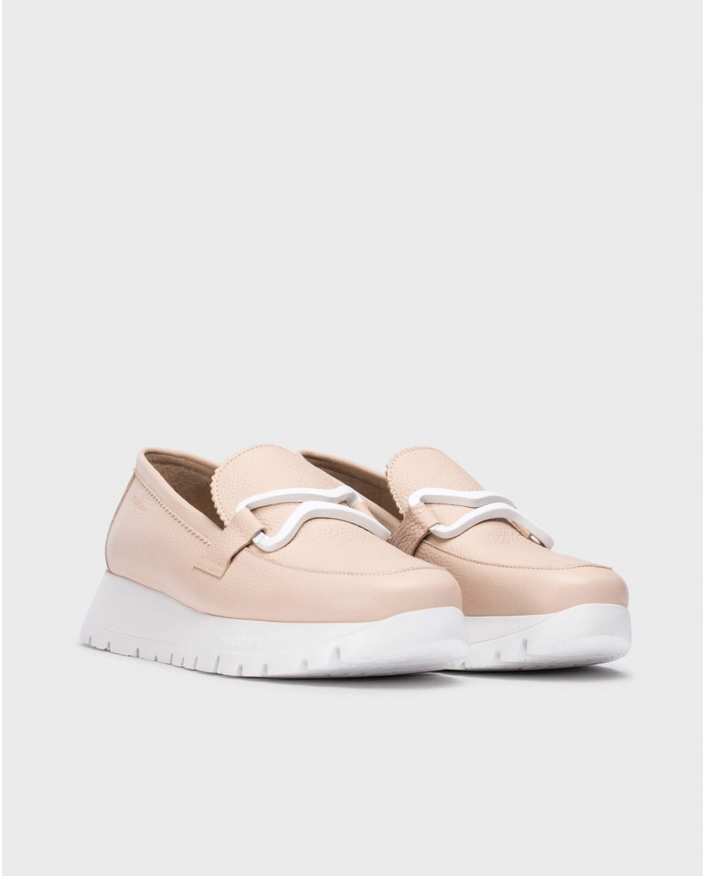 Mocasines de mujer de piel vacuna con detalle hebilla - Wonders - Rosa Rosa-3