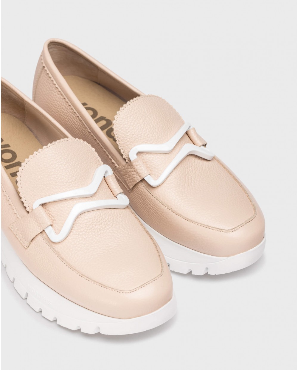 Mocasines de mujer de piel vacuna con detalle hebilla - Wonders - Rosa Rosa-4