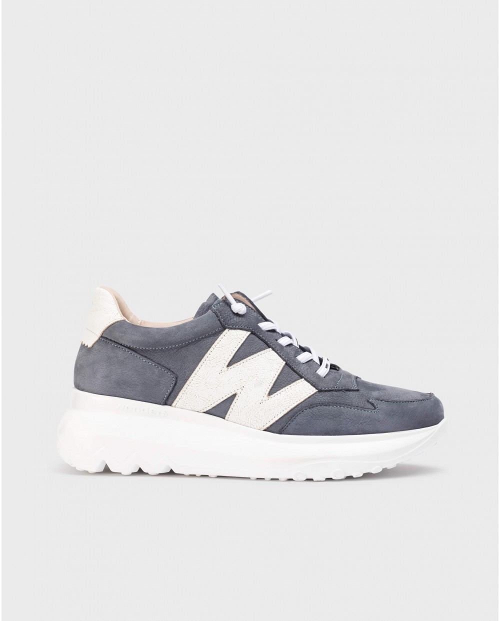 Wonders - Zapatillas deportivas de mujer de piel nobuck con cordón elástico.