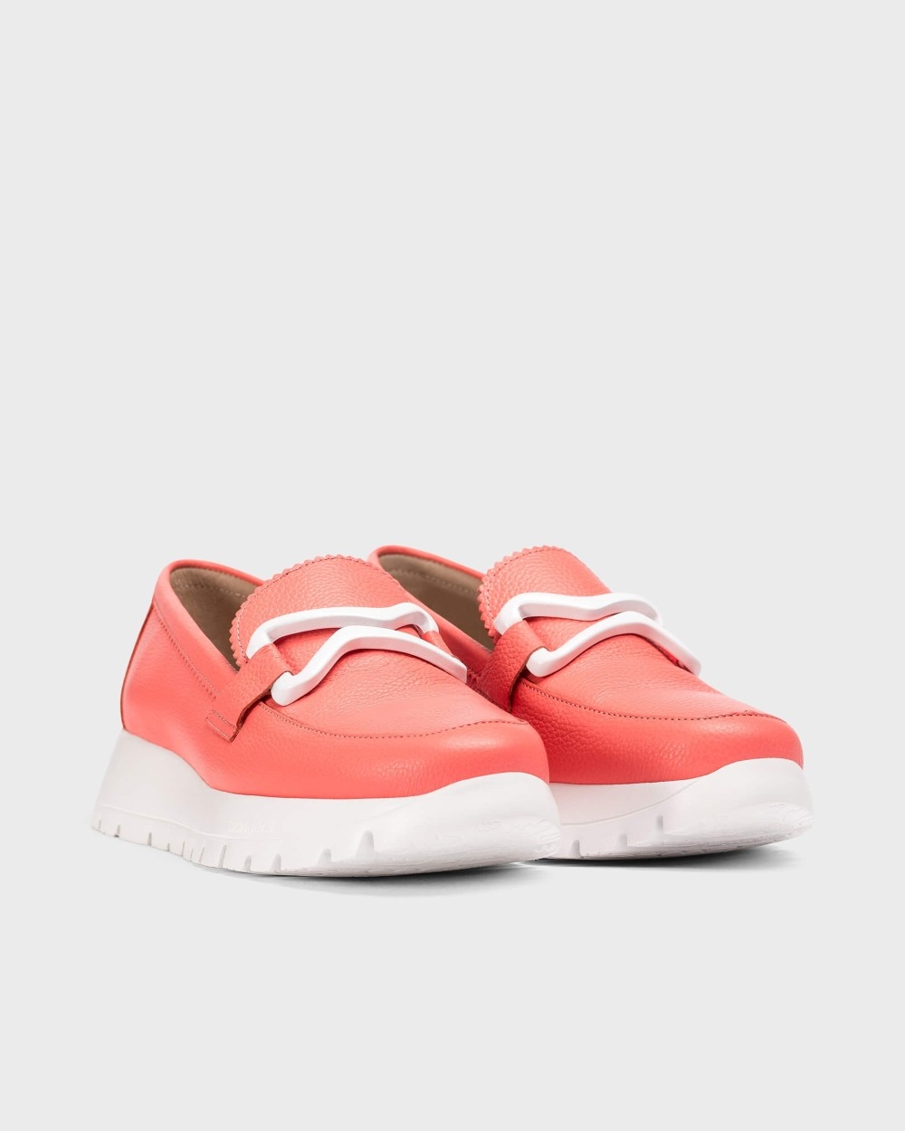 Mocasines de mujer de piel vacuna con detalle hebilla - Wonders - Coral Coral-3