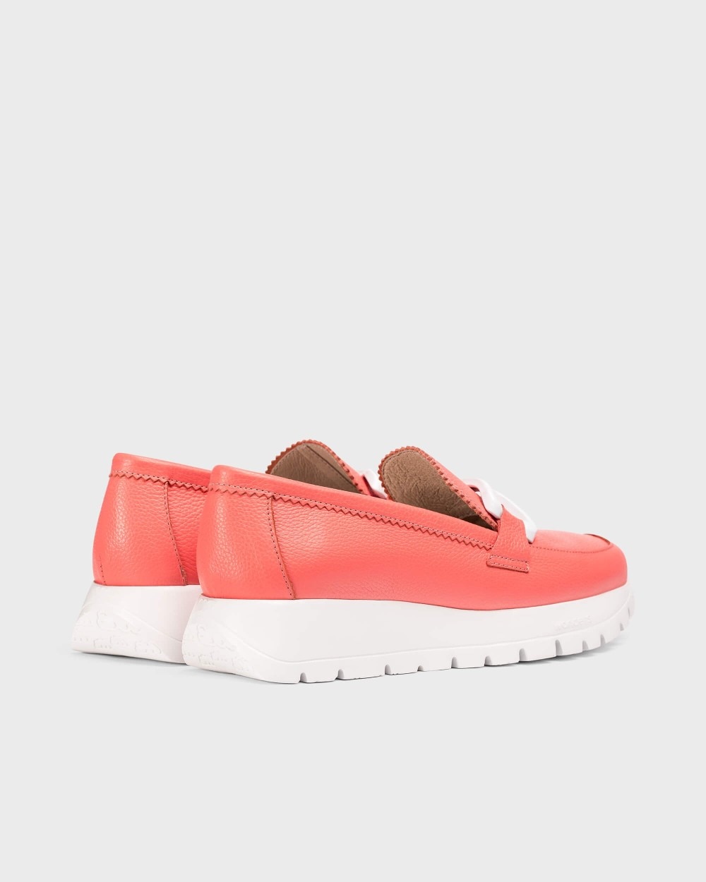 Mocasines de mujer de piel vacuna con detalle hebilla - Wonders - Coral Coral-4