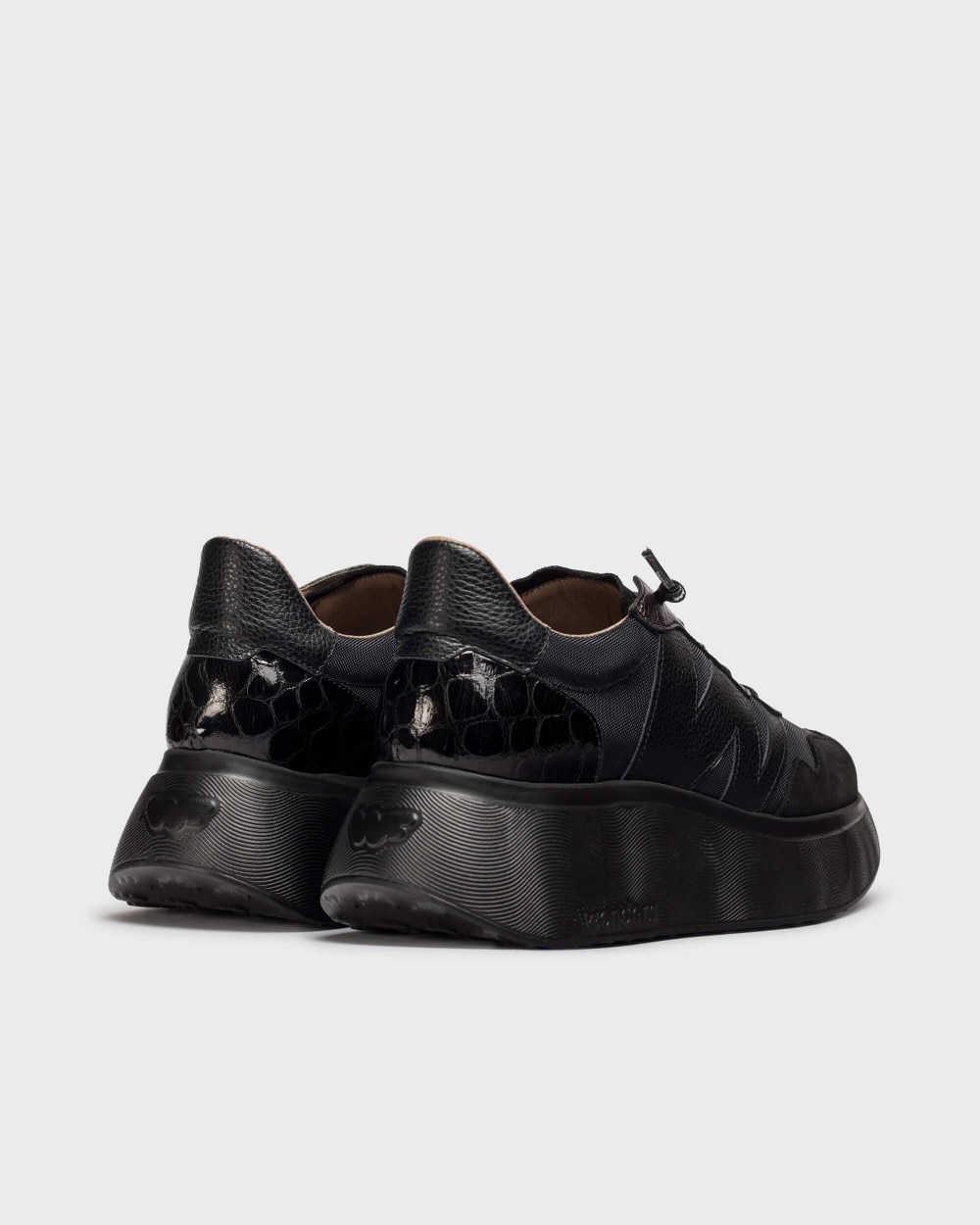Zapatillas plataforma de mujer en piel roma 31 wonders - Negro Negro-3