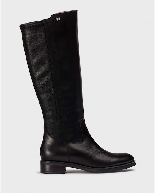 Imagen 0 de Botas planas de mujer en piel negra