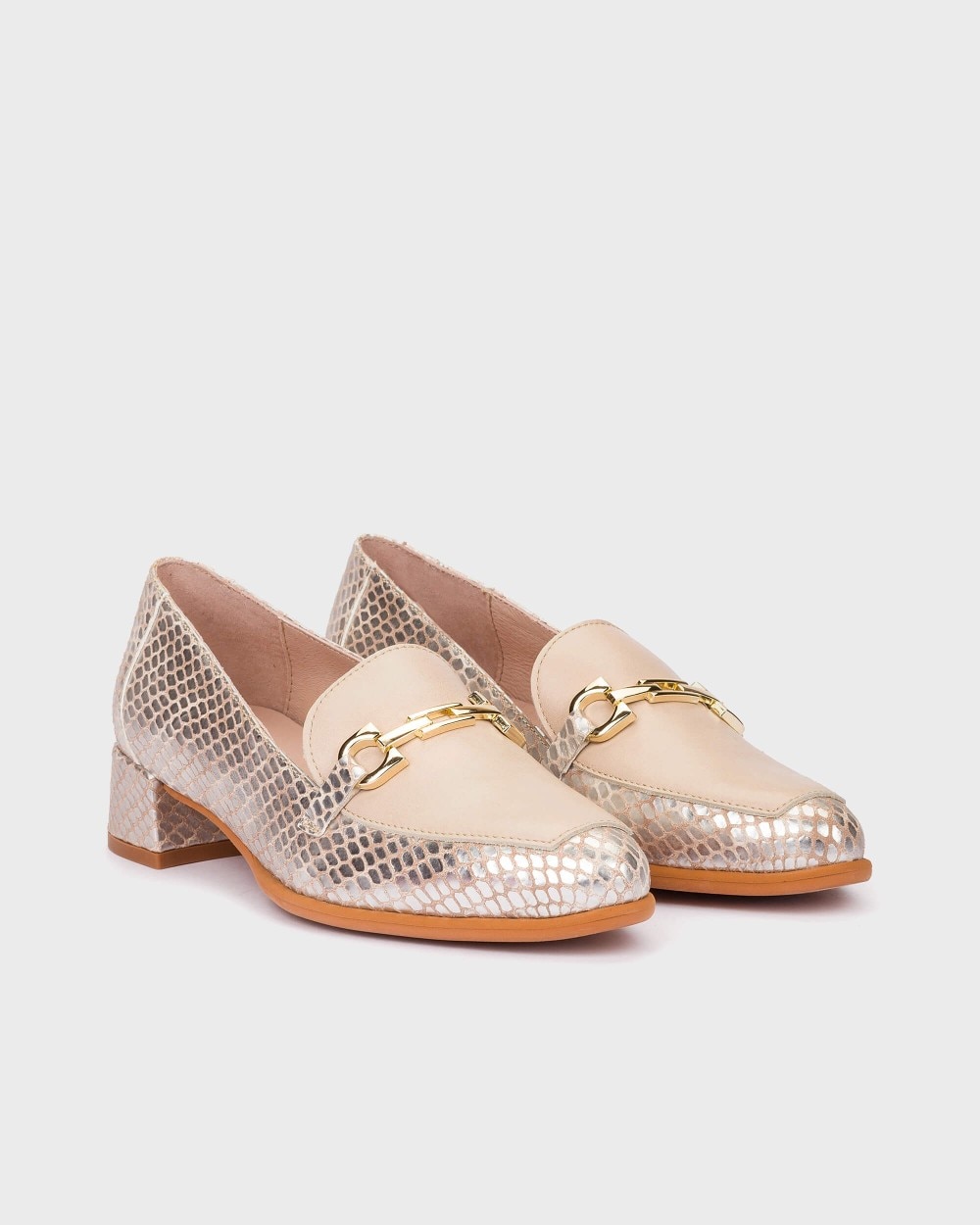 Mocasines de mujer de piel - Wonders - Plata Plata-3