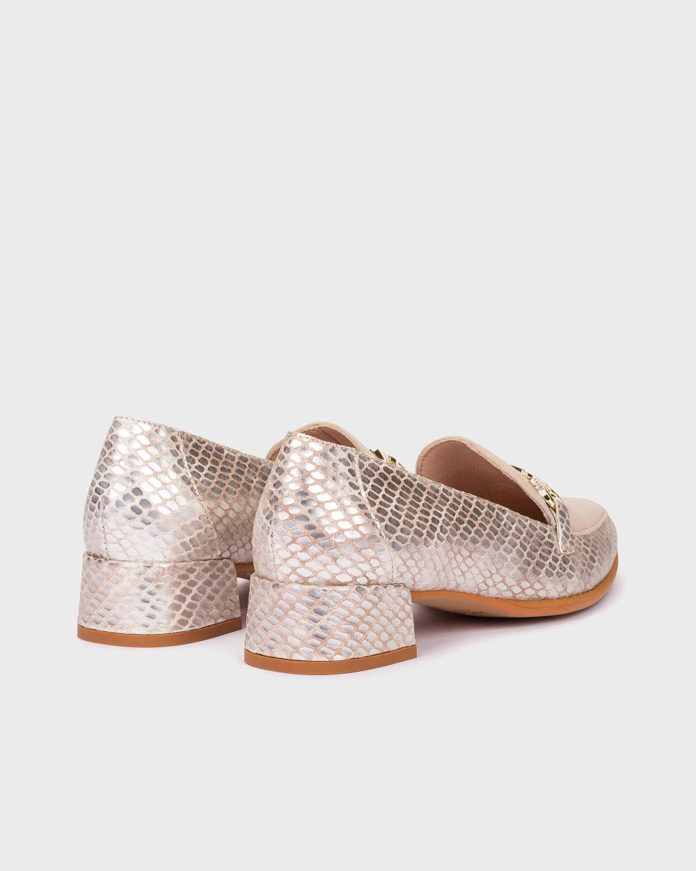 Mocasines de mujer de piel - Wonders - Plata Plata-2