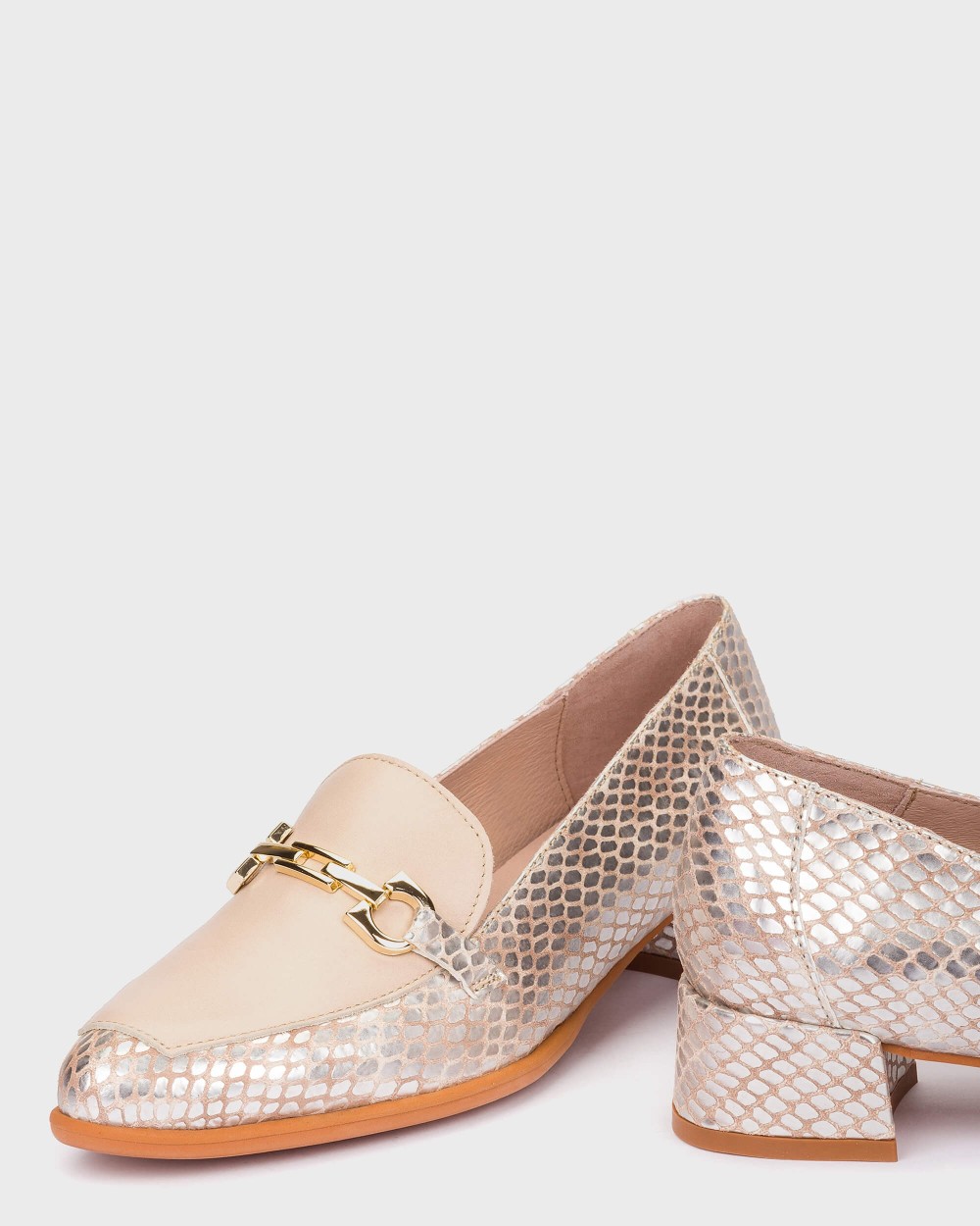 Mocasines de mujer de piel - Wonders - Plata Plata-4