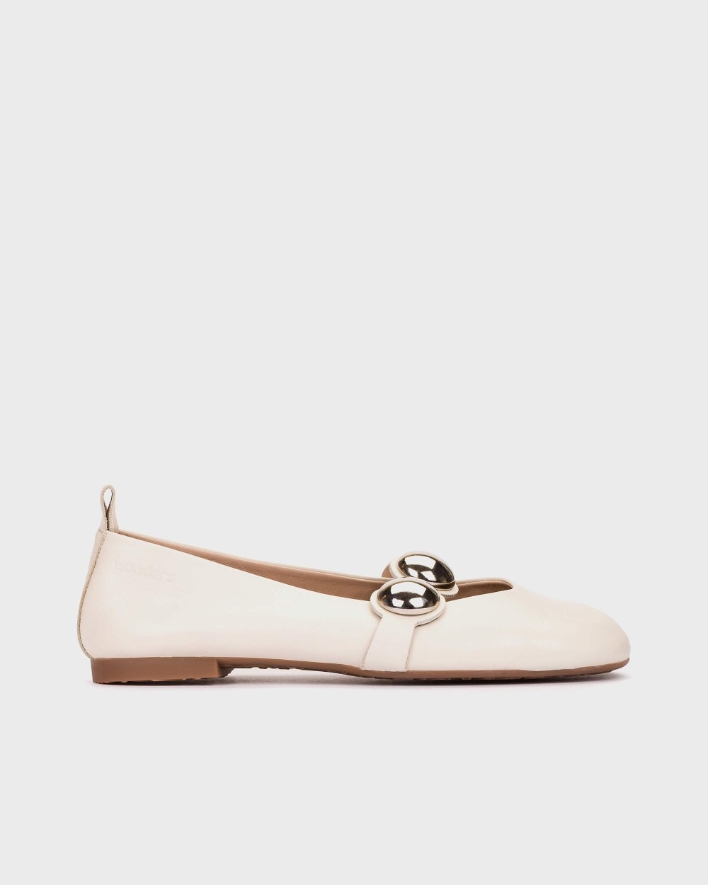 Wonders - Bailarinas planas de mujer de piel con tirador trasero.