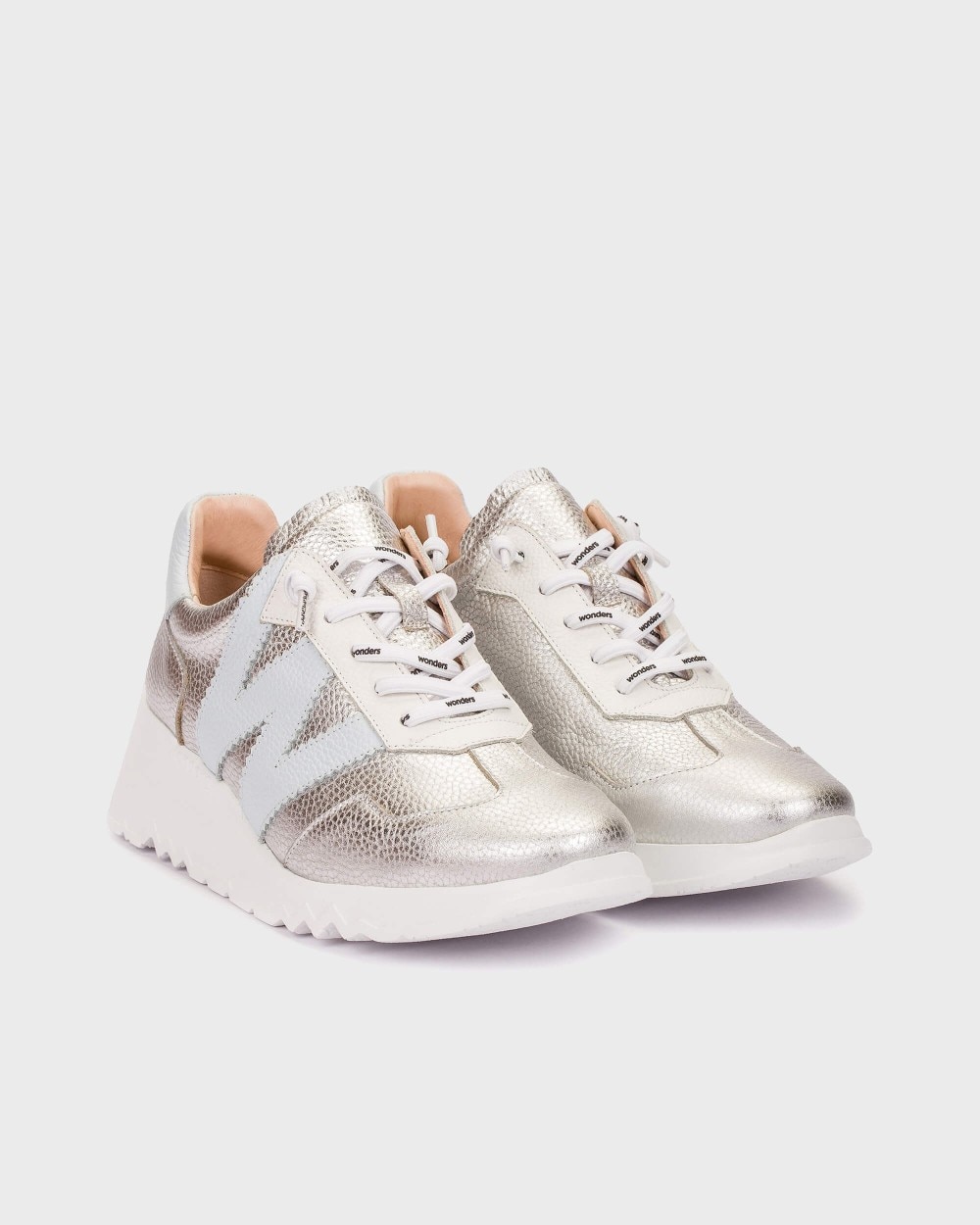 Zapatillas deportiva de mujer en piel kyoto 70 wonders - Plata Plata-4