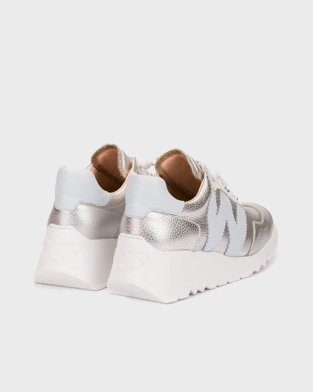 Zapatillas deportiva de mujer en piel kyoto 70 wonders - Plata Plata-3