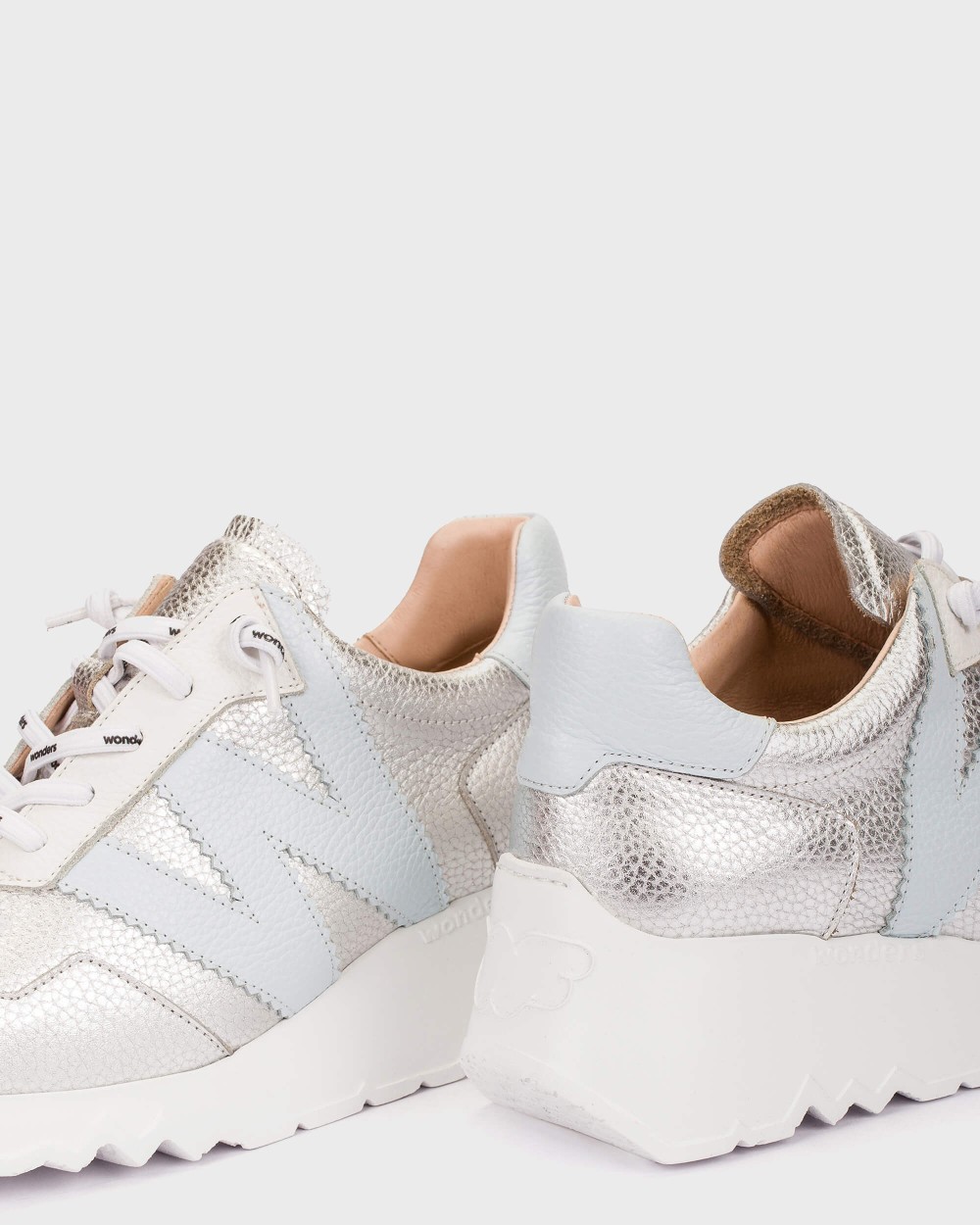 Zapatillas deportiva de mujer en piel kyoto 70 wonders - Plata Plata-5