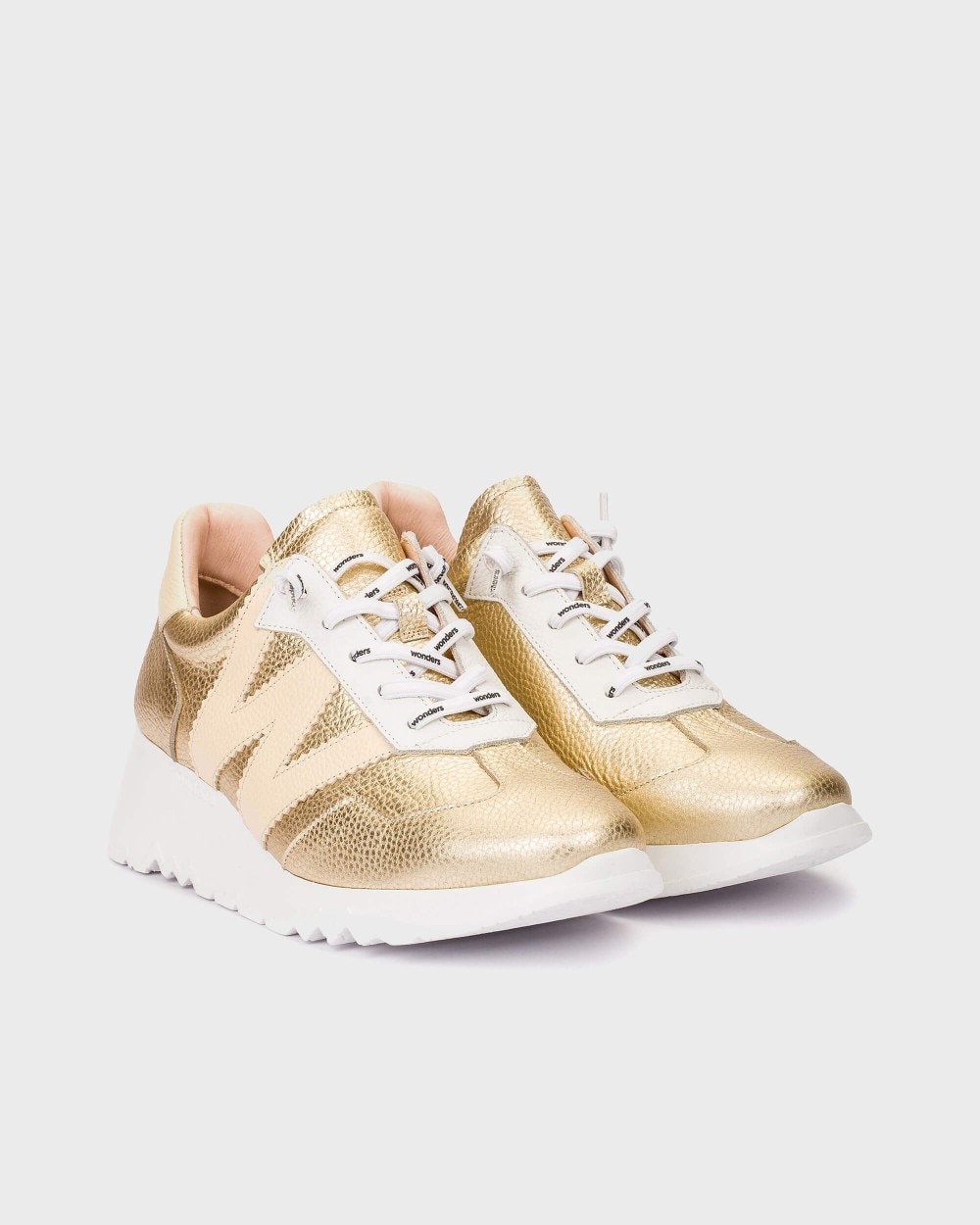 Zapatillas deportiva de mujer en piel kyoto 70 wonders - Oro Oro-4