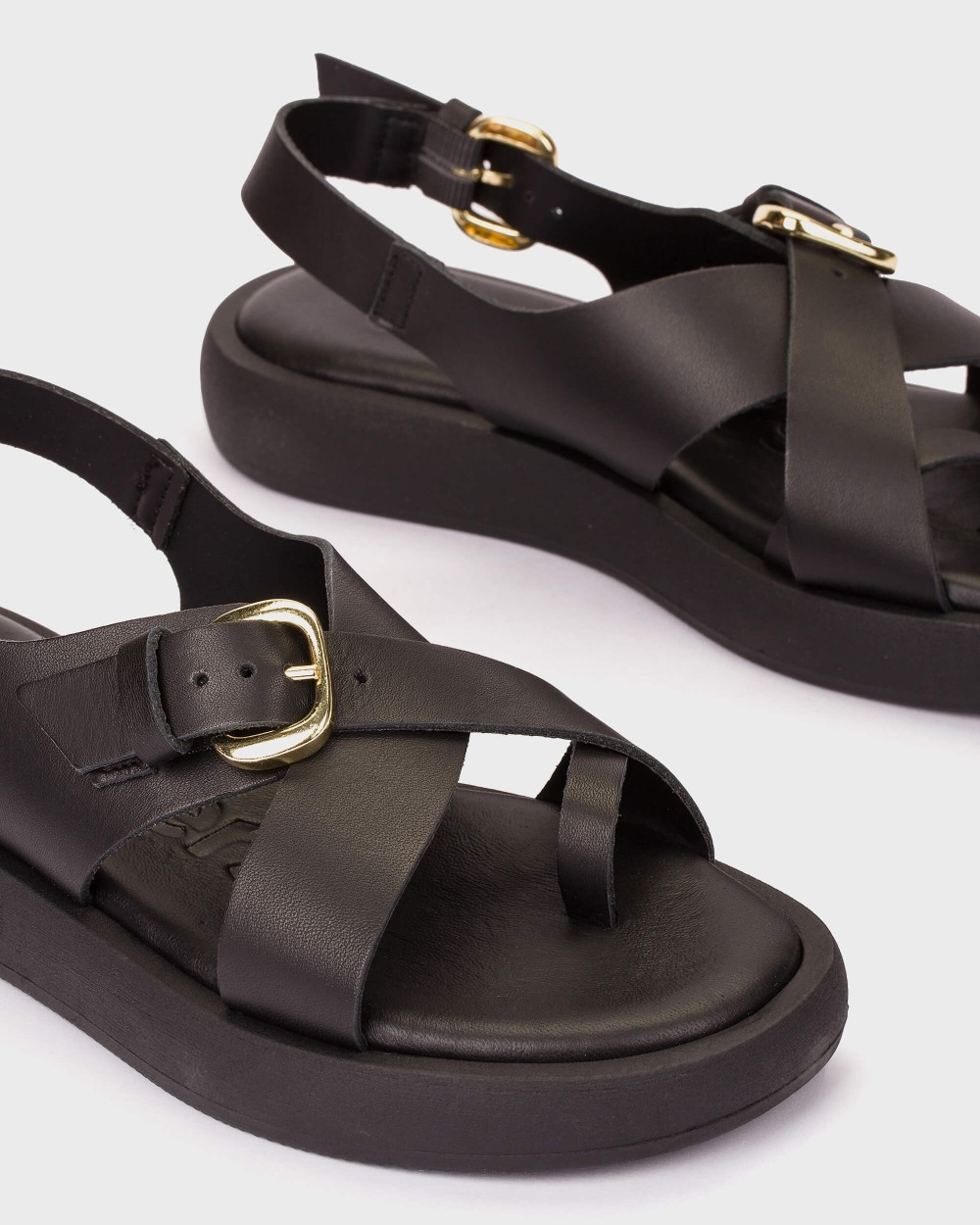Sandalias de vestir de mujer de piel - Wonders - Negro Negro-5