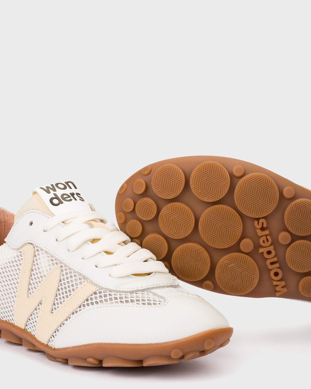 Zapatillas deportivas de mujer de piel - Wonders - Blanco Blanco-4