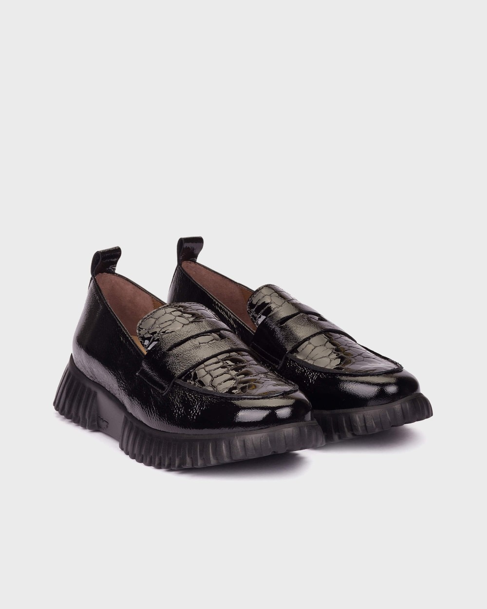 Mocasines de mujer en piel flexfly 20 wonders - Negro Negro-3