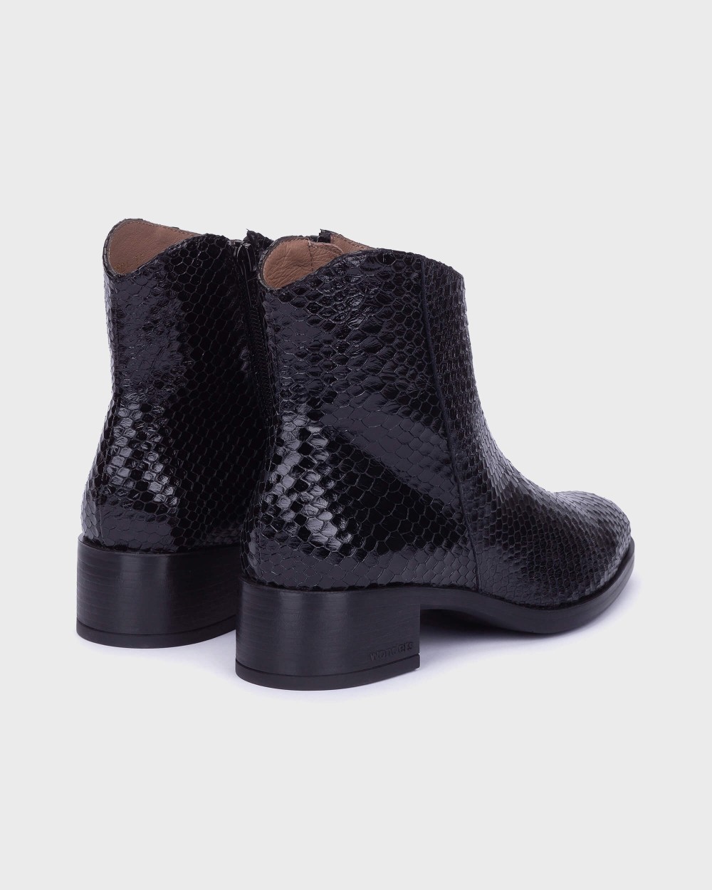 Botines de mujer en piel bonjour 01 serpiente wonders - Negro Negro-2