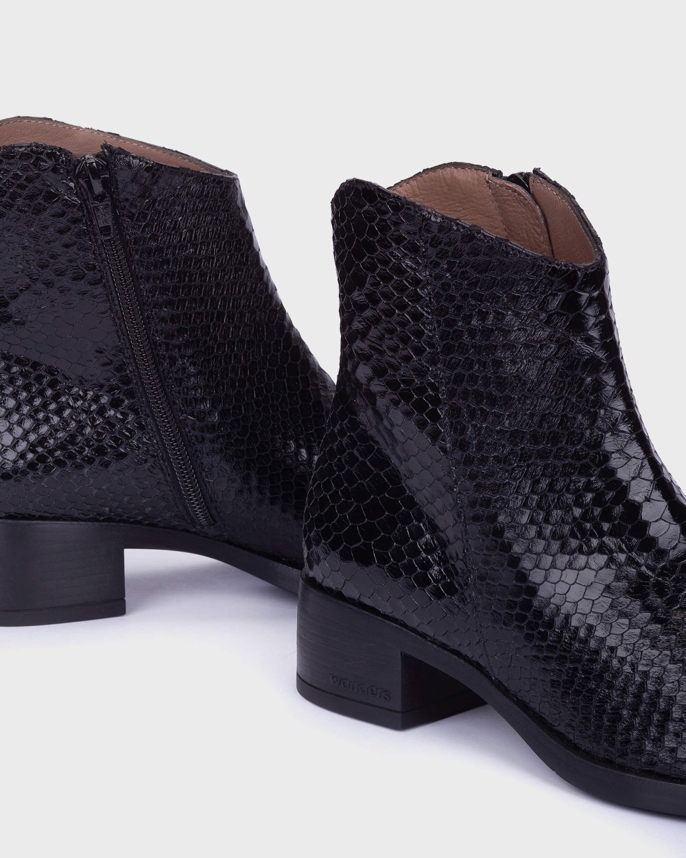 Botines de mujer en piel bonjour 01 serpiente wonders - Negro Negro-4