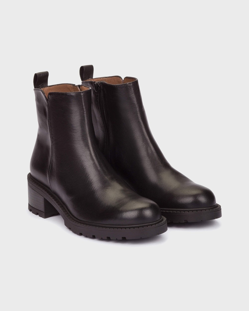 Botines con suela track de mujer en piel evoclub 42 wonders - Negro Negro-3