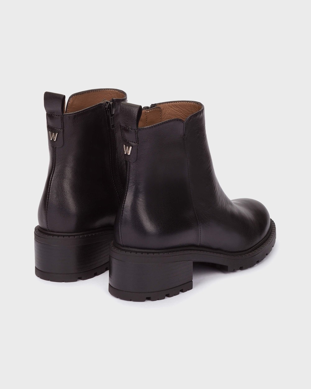 Botines con suela track de mujer en piel evoclub 42 wonders - Negro Negro-2