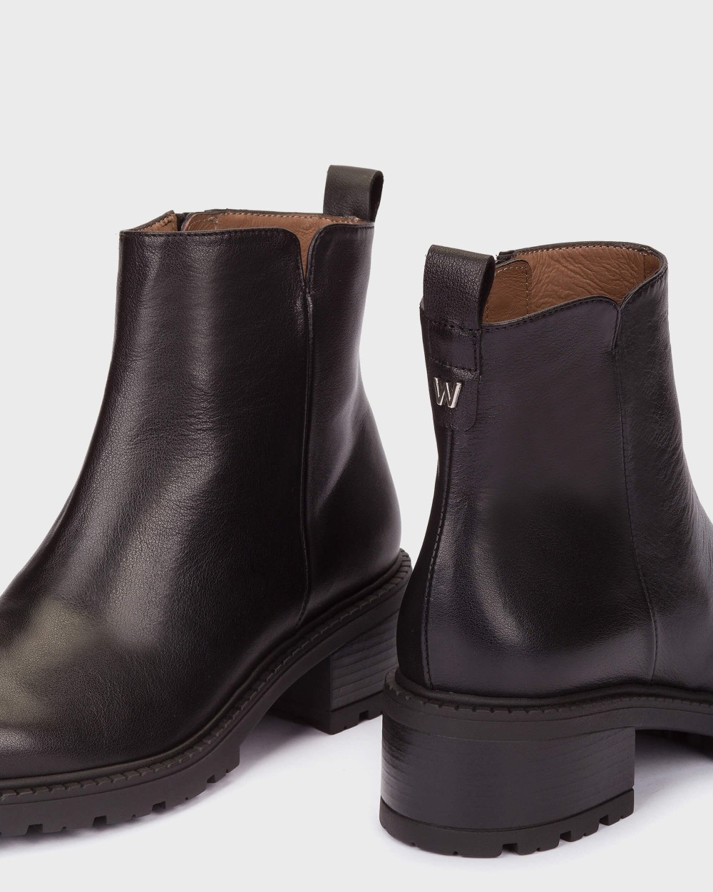 Botines con suela track de mujer en piel evoclub 42 wonders - Negro Negro-4