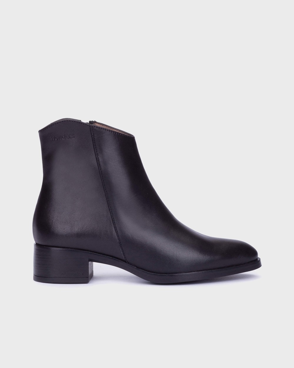 Botines básicos de mujer en piel bonjour 01 wonders - Negro Negro-1