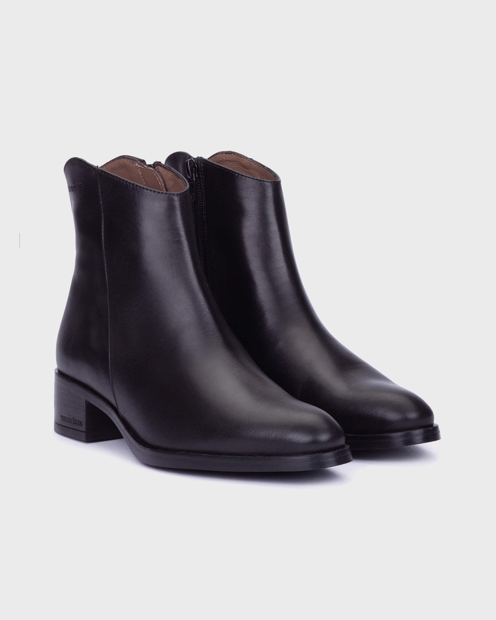 Botines básicos de mujer en piel bonjour 01 wonders - Negro Negro-3