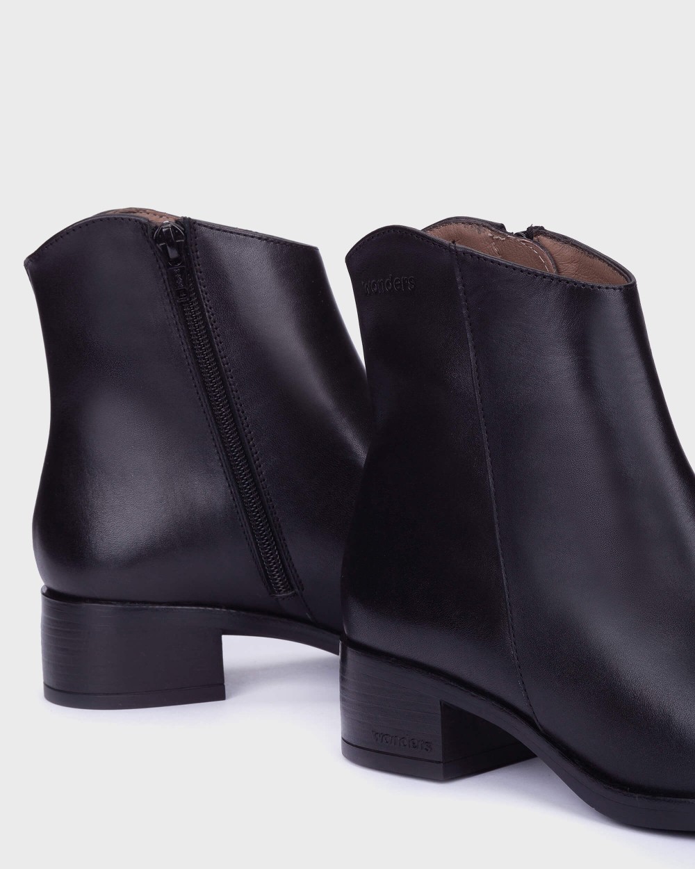 Botines básicos de mujer en piel bonjour 01 wonders - Negro Negro-4