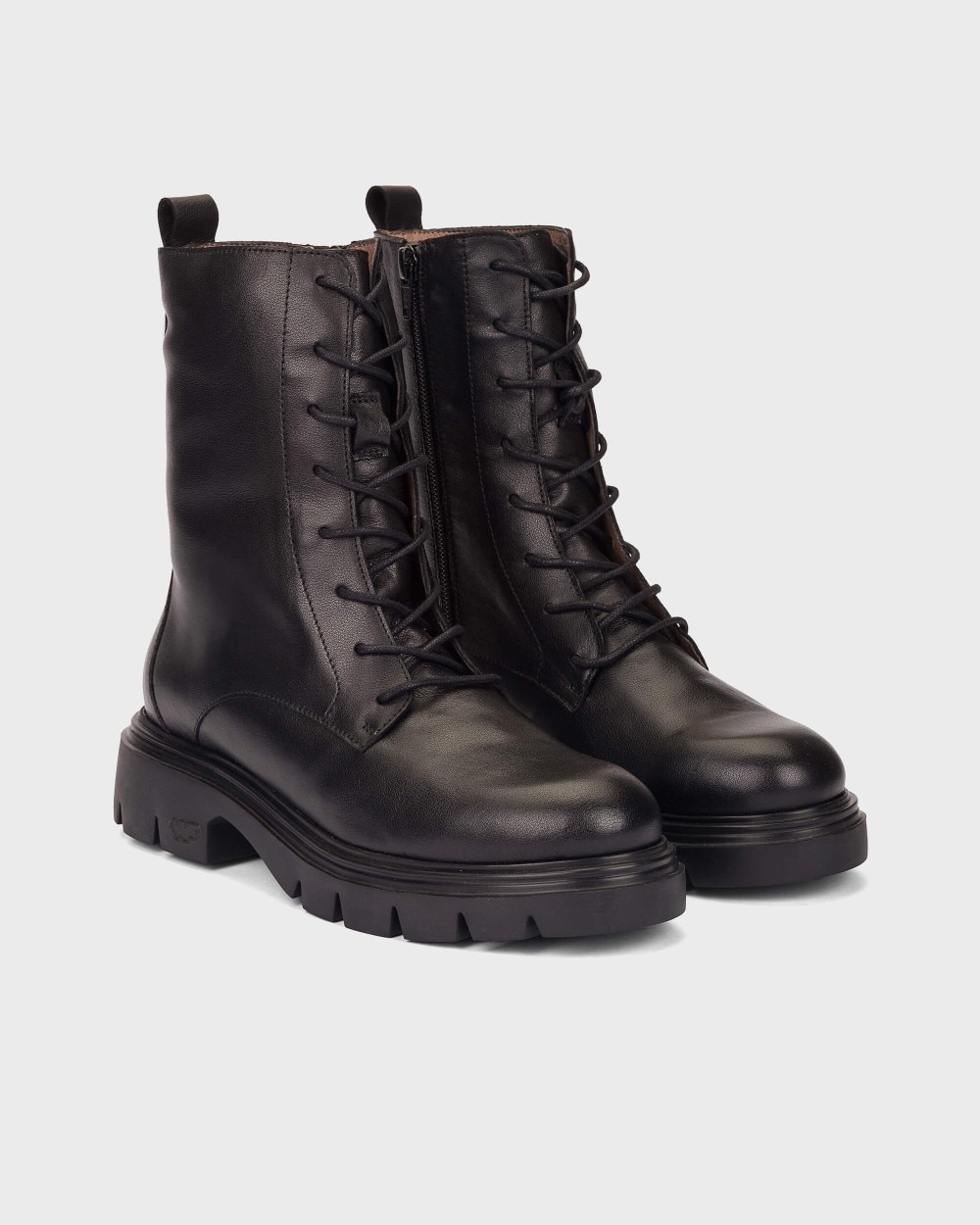 Botines con suela track de mujer en piel bones 13 wonders - Negro Negro-3