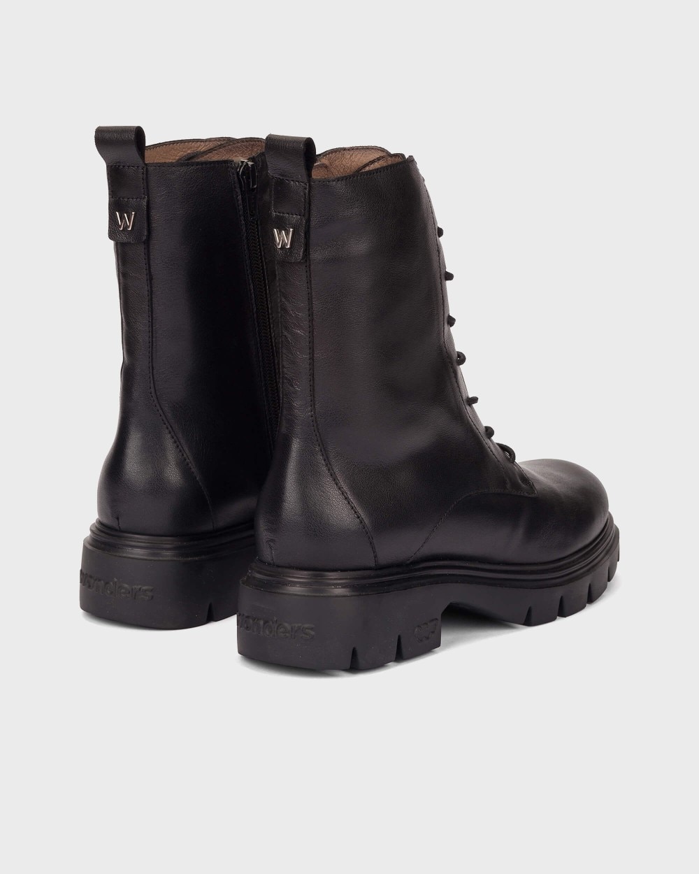 Botines con suela track de mujer en piel bones 13 wonders - Negro Negro-2