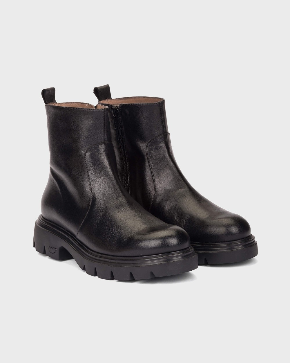 Botines con suela track de mujer en piel bones 05 wonders - Negro Negro-3